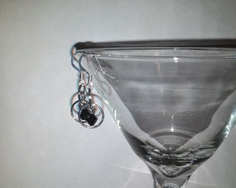 Silver and Black Hoops with Swarovski Crystal