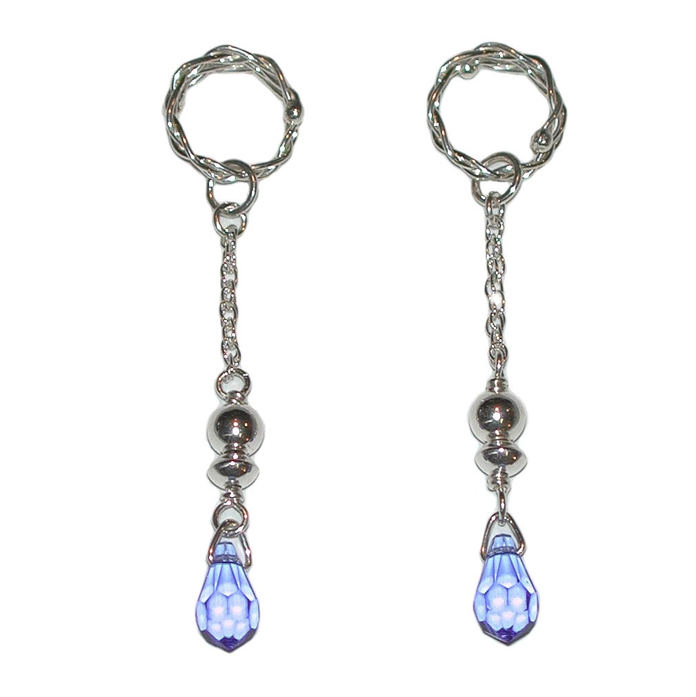 NON Piercing Nipple Dangles with Sterling Silver Rings or