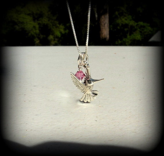 Hummingbird Necklace Sterling Silver Bird By Always4evercreations 8426