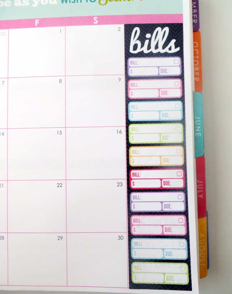 3 bill tracker monthly sidebar stickers for erin condren