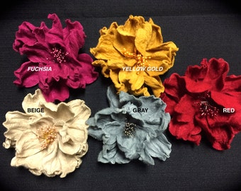 Felted Flower Brooch Pin,Wool Felt, Felted Wool, Felt Brooch, Flower Pin Brooch, Felt Flower Pin. Made in France. Sold Individually.