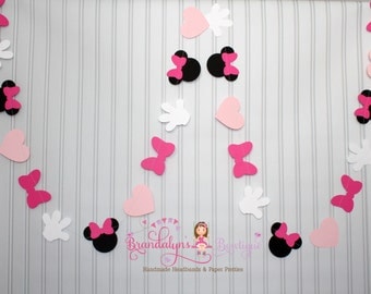 Pink Minnie Mouse Garland 12 ft., Minnie Mouse Birthday garland, minnie mouse decoration, nursery or playroom