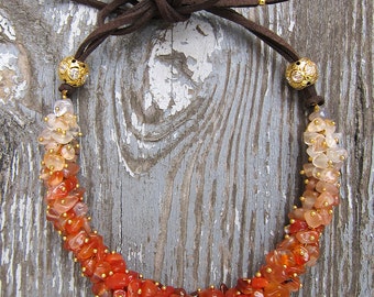 Carnelian necklace Carnelian choker Orange necklace Orange choker Choker necklace Ginger necklace Aries Birthstone jewelry Healing necklace