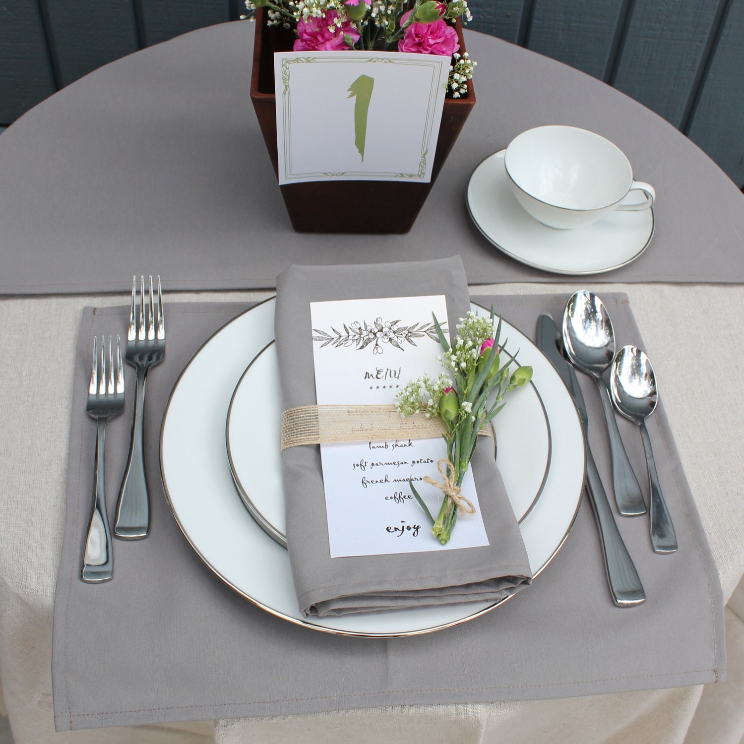 Gray Placemat Silver / Gray Placemats for Weddings Hotels