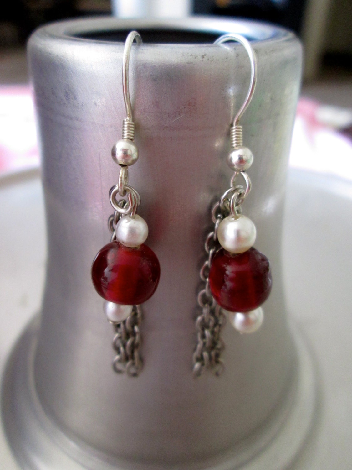 Handmade Beaded Dangle Earrings by TheMotleyMarket on Etsy