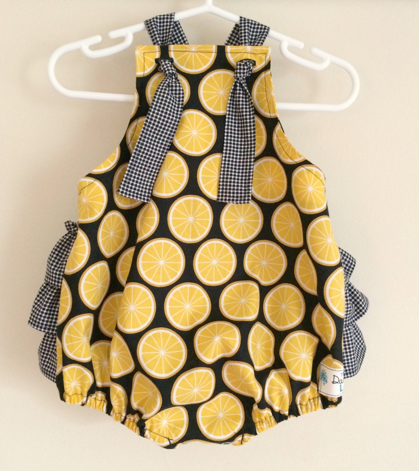 Yellow Lemon Romper Lemon Baby Romper Lemon by TheDandelionLane