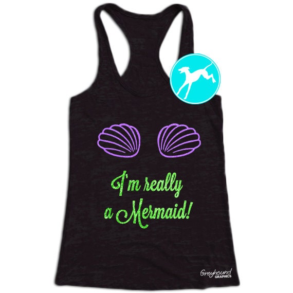 Workout Tank Ariel I'm Really A Mermaid Seashell Bra Run