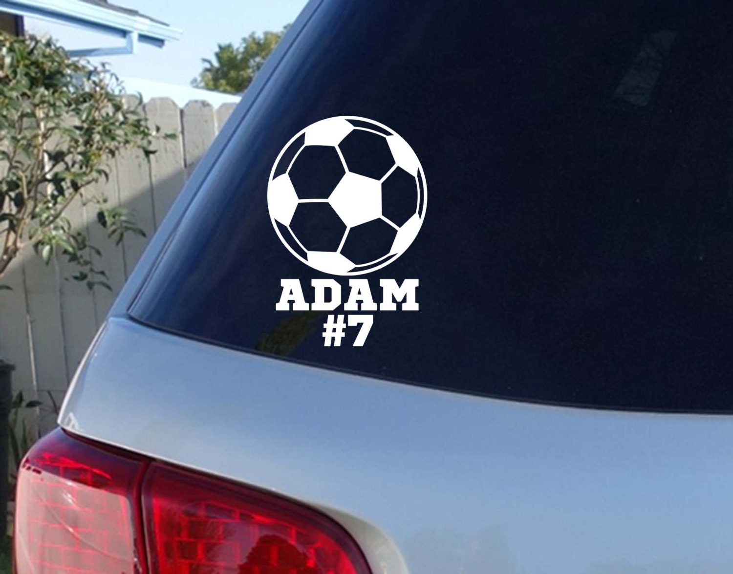Soccer Ball Car Decal with Child's Name and Team Number