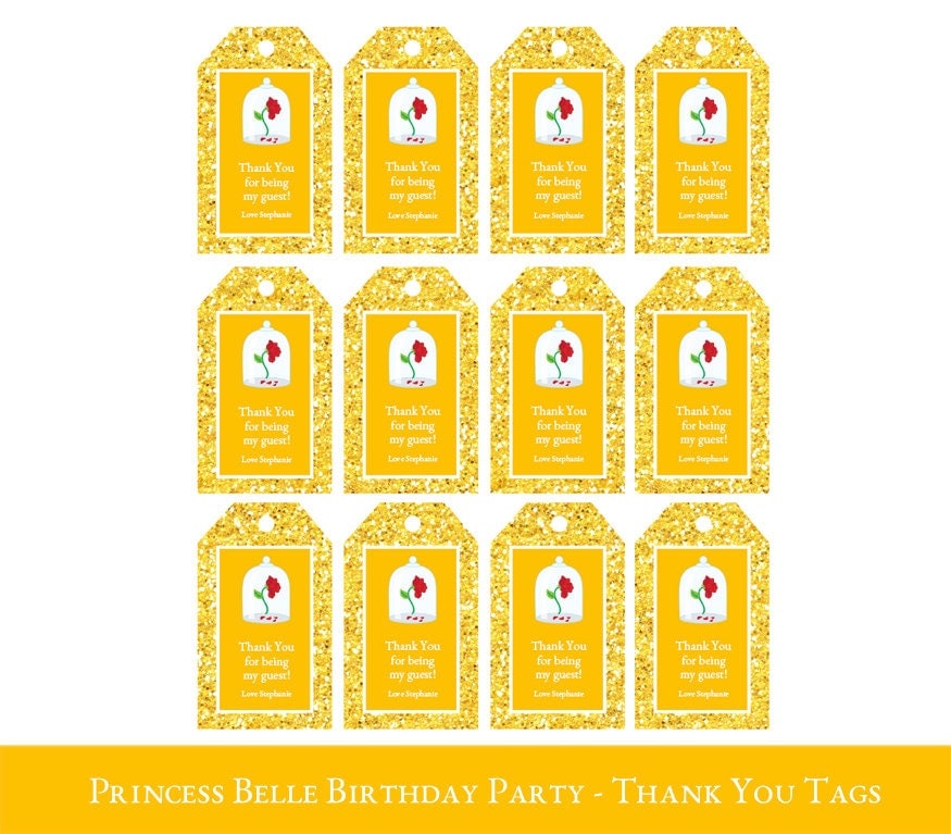 Belle Favor Tags Thank You Tags Belle Loot Bag Tags Belle