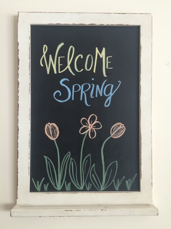 Welcome Spring Chalkboard Art