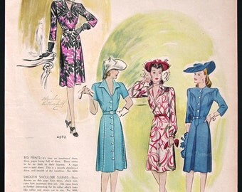 1942 McCalls Sewing Patterns Ad - Dress Up Patterns Ad - 1940s Women's ...