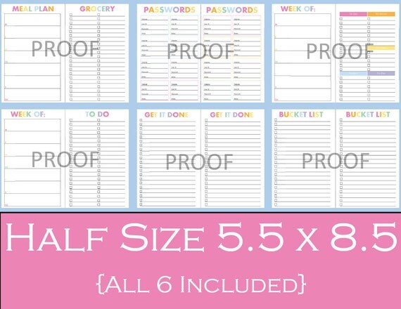 Ultimate Half Size Printable Planner Bundle 5.5 x by CommandCenter