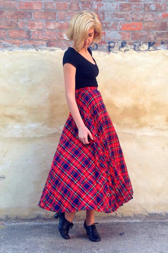 Vintage 1960s Pleated Swing Plaid Skirt By 1300vintage On Etsy 