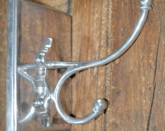 Unusual LARGE French Handmade Vintage Aluminium Coat Hook / Hat Hook / Porte Manteau