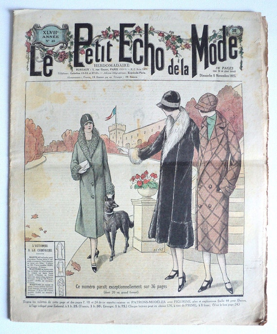 Original Le Petit Echo De La Mode French Fashion Magazine 27/5/1923 Original Le Petit Echo De La Mode French Fashion Magazine 27/5/1923