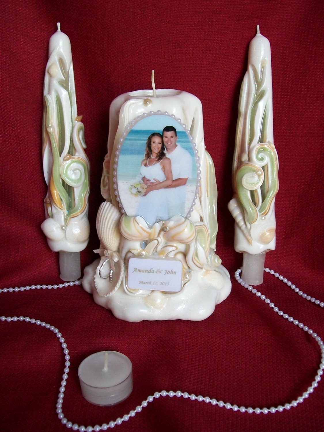 Custom Beach Candles Hand Carved Personalized Your