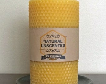 100% Pure and Natural Beeswax Pillar Candle | 3x6 Honeycomb