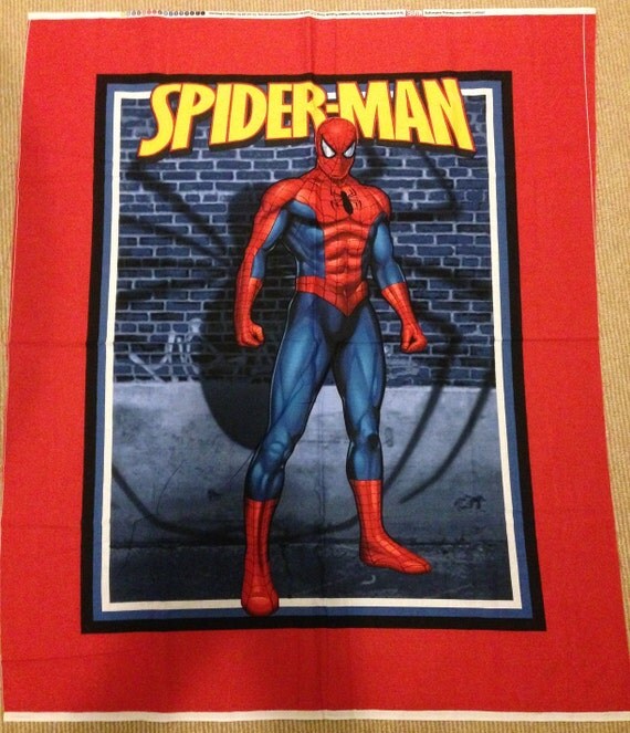 Spiderman Spider man standing quilt fabric panel 34 x