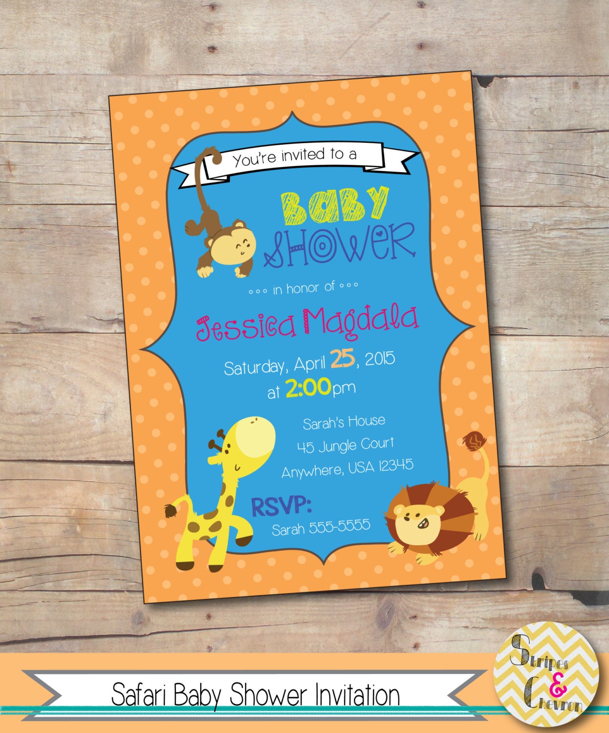 Safari Baby Shower Invitation Jungle Theme Baby Shower