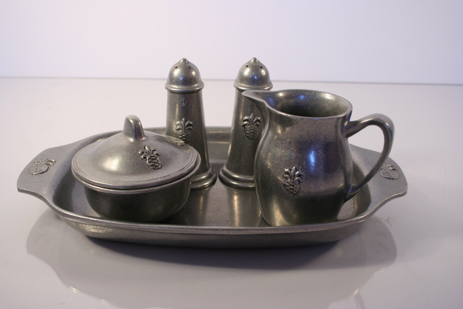 Vintage Carson Pewter Servingware Set Creamer Sugar by Revendeur