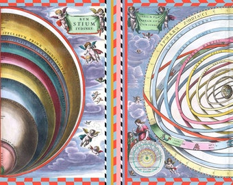 haemisphaeri silk foulard 'orbium' - wonderful silk scarf printed with the old constellations, hand rouliert