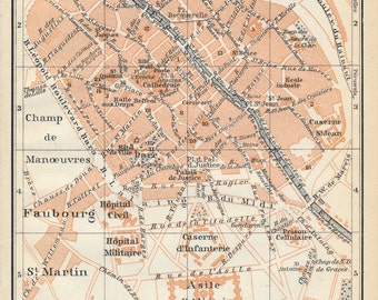1910 Tournai Belgium Antique Map