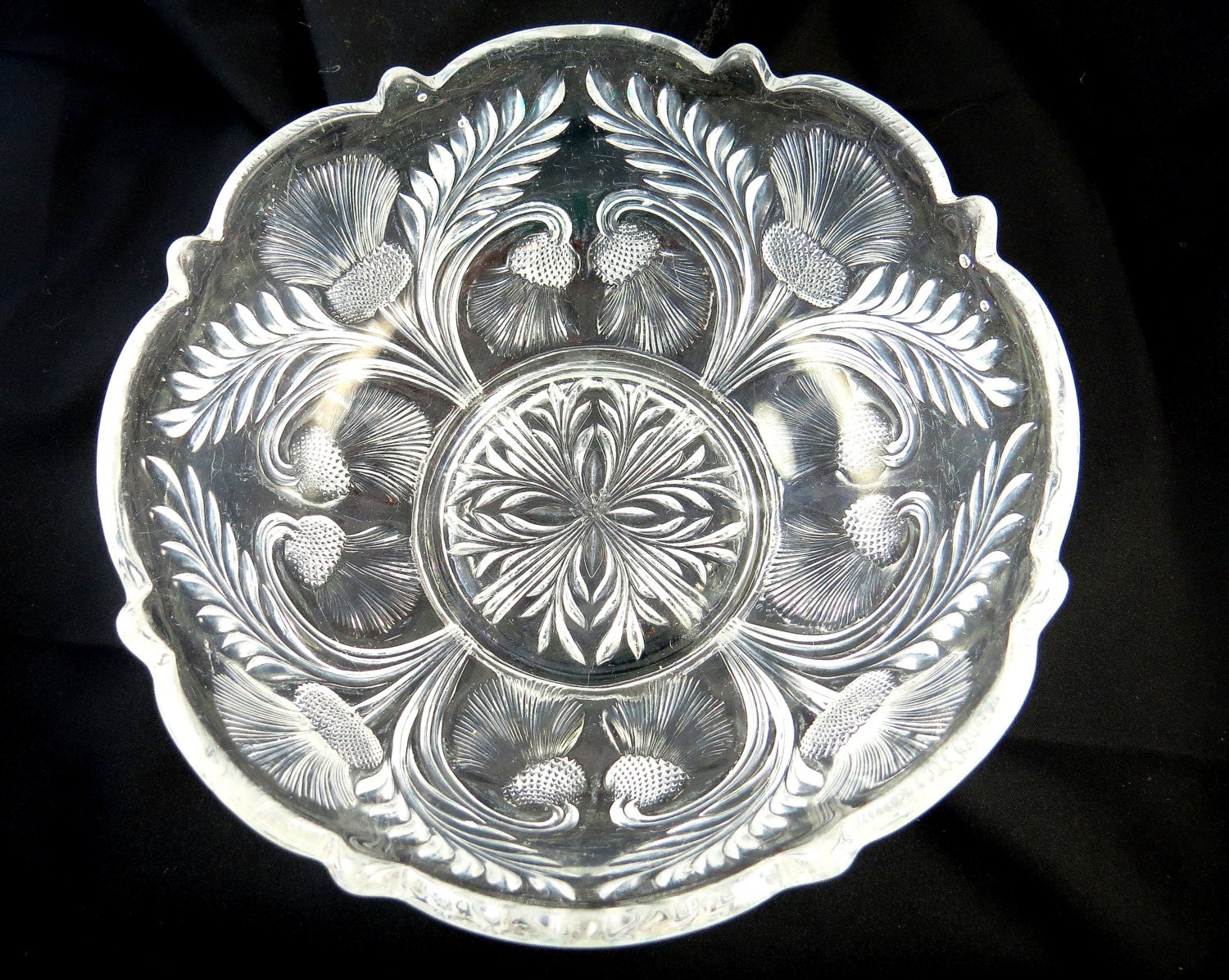 Pressed Glass Thistle BOWL early American by