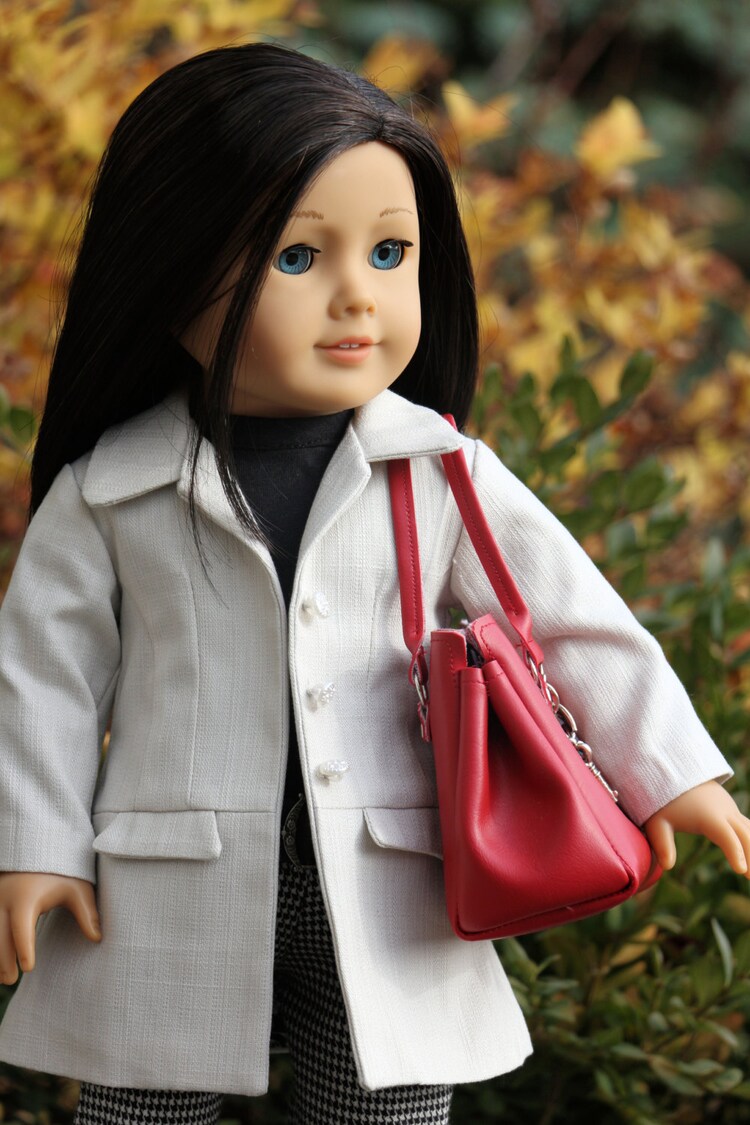 American Girl Doll Clothing White Jacket Black by NoodleClothing