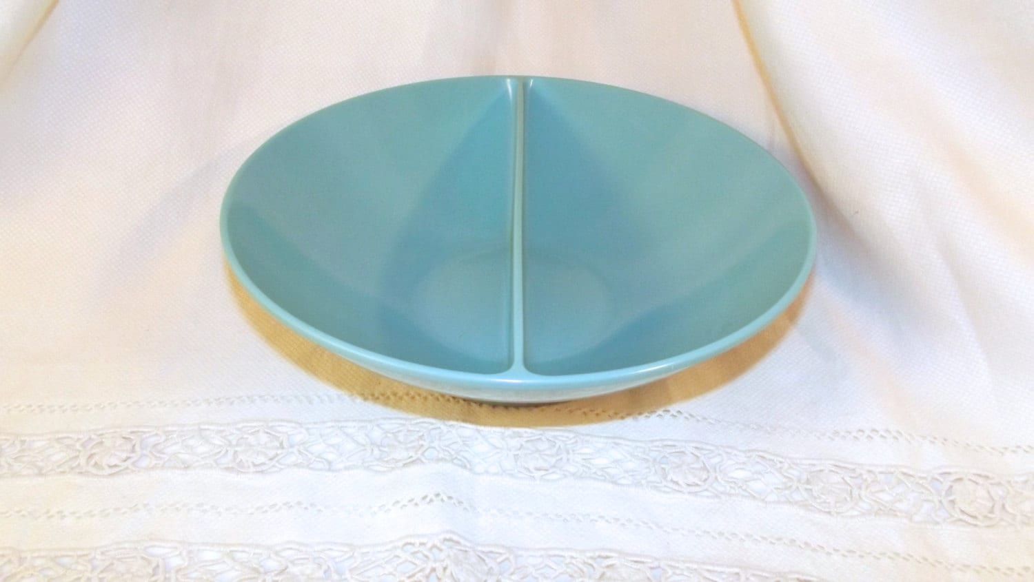 Melmac Turquoise Divided Serving Bowl, 1950s Melmac Bowl, Turquoise