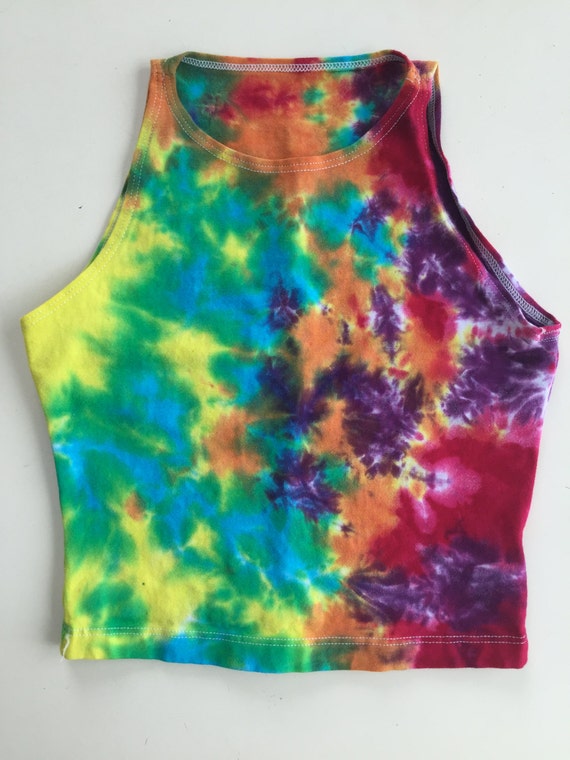 Tie Dye Crop Top Rainbow Crop Top Colorful Crop Top By Buydoordye 