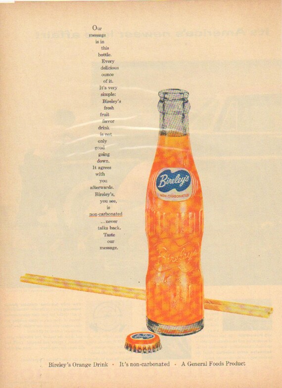 1955 Bireleys NonCarbonated Orange Drink by VintageBlastOfAds