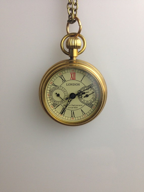 Watch Necklace,Vintage Inspired Soho London Mechanical Antique Gold ...