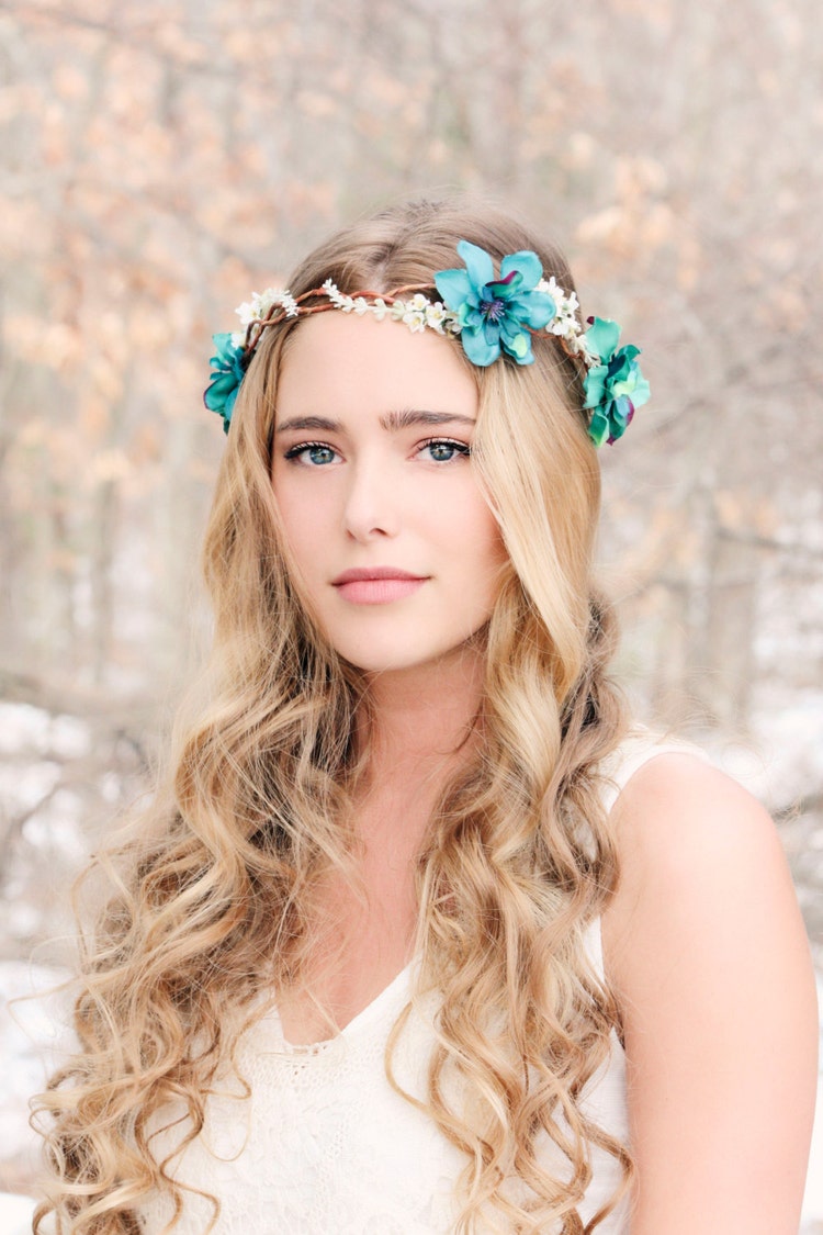 Delphinium Hair Crown Woodland Flower Bridal By Serenitycrystal