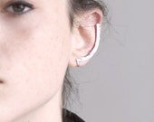Minimalist Ear Cuff. Sterling Silver Ear Cuff. Hammered Ear Bar.