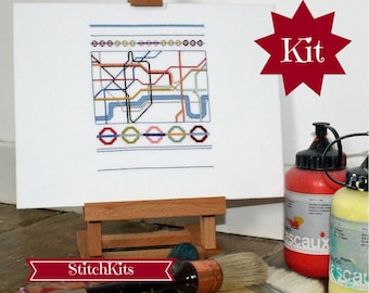 Cross Stitch Kit. London Underground Map- DIY kit- By Ruth Caig
