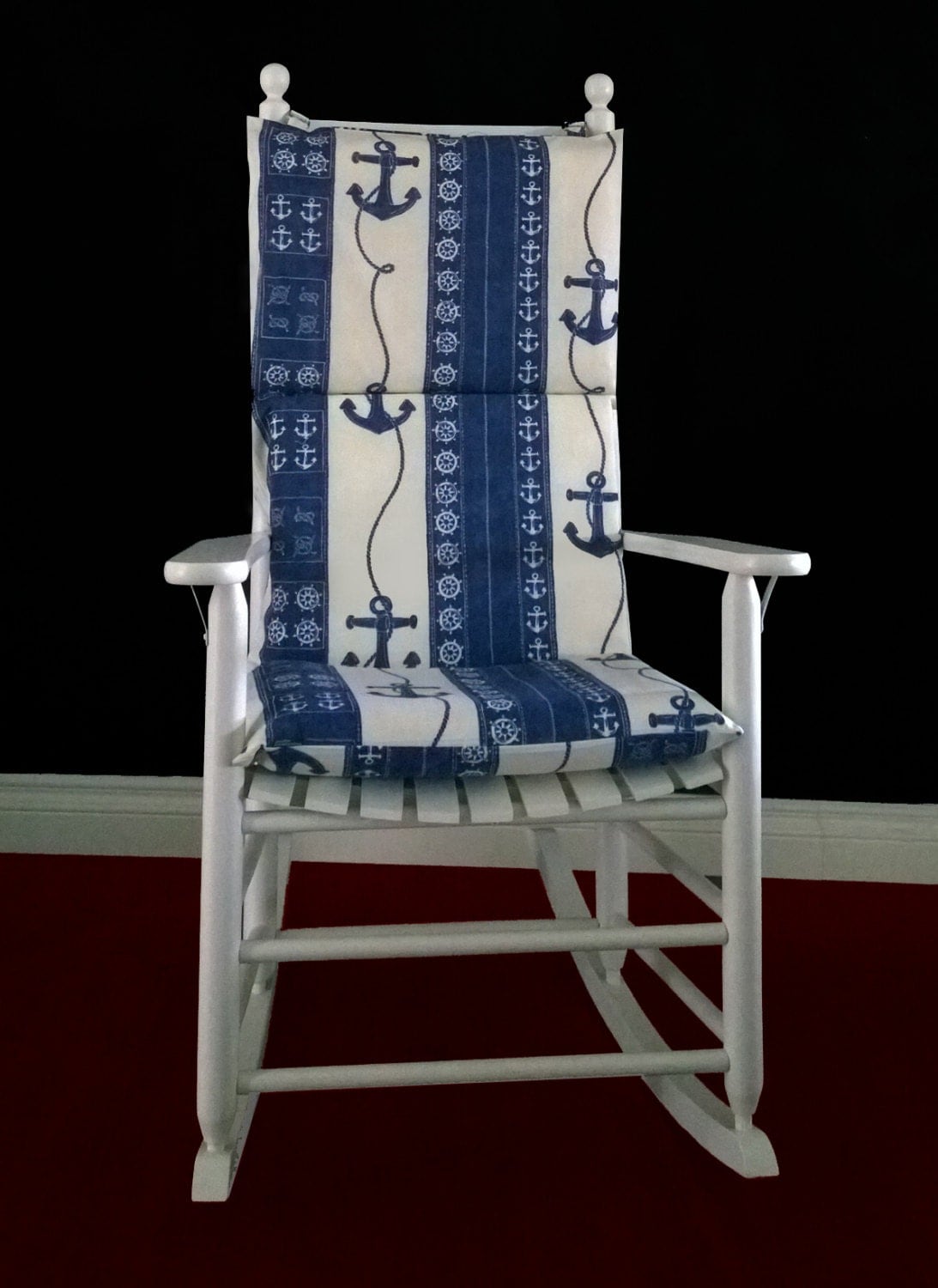 ON SALE Rocking Chair Cushion Nautical French Blue Anchor