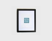 geometric art print // blue circle print // blue square wall decor // home wall decor // hand stamped original art // office wall decor