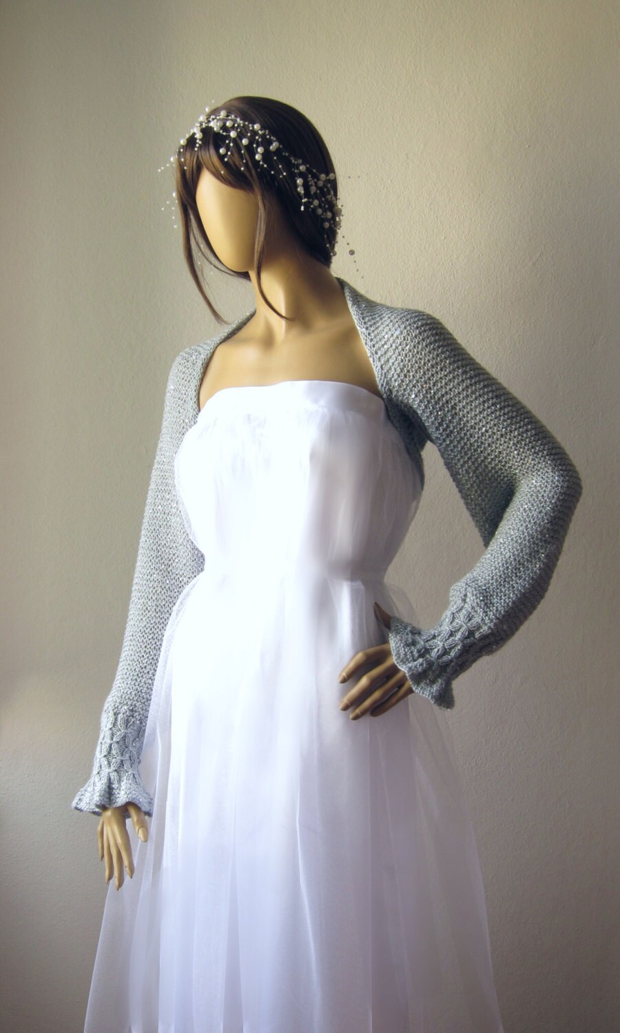 silver formal shawl