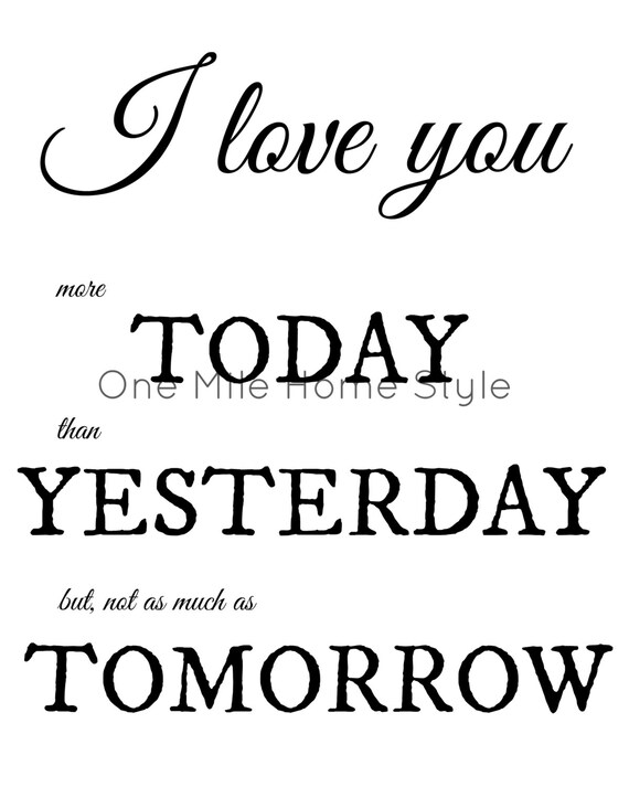 I Love You Printable Art by OneMileHomeStyle on Etsy