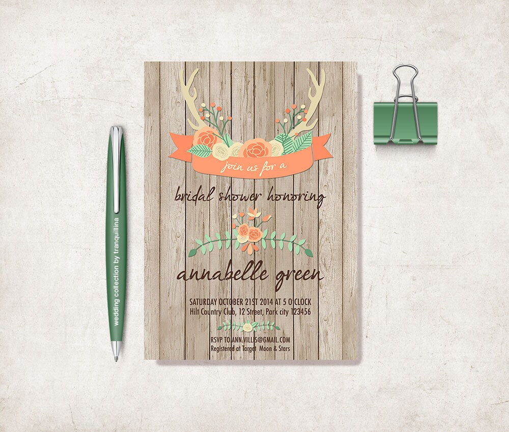 Printable Bridal Shower Invitation Rustic Bridal Shower