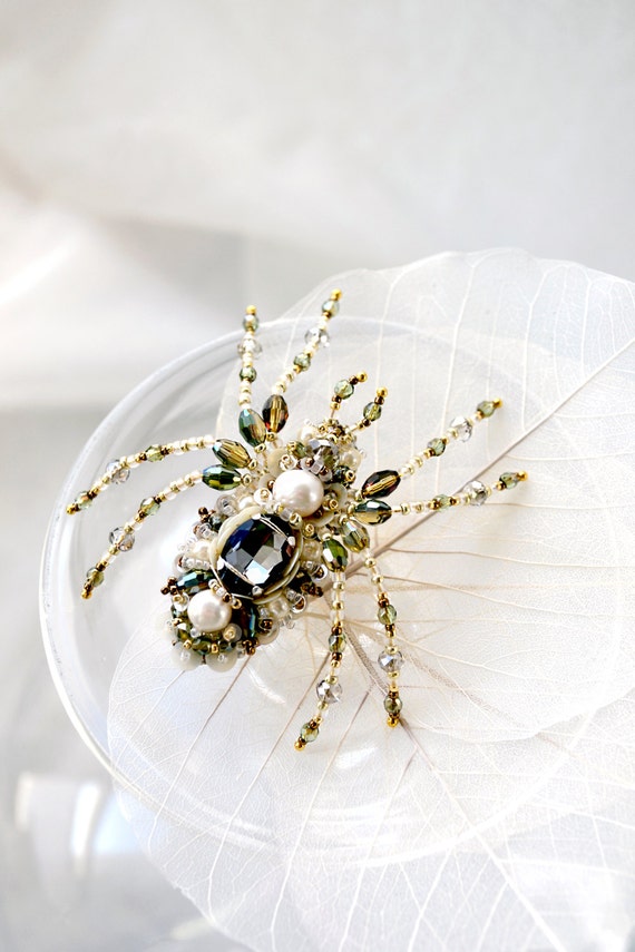 Spider jewelry Unique Statement jewelry Spider brooch beadwork Designer jewelry Luxury gift for wife Mothers day gift Birthday gift for her