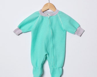 Fleece Footed Zip-up Pajamas, Teal, by Gerber, Size 3 Months