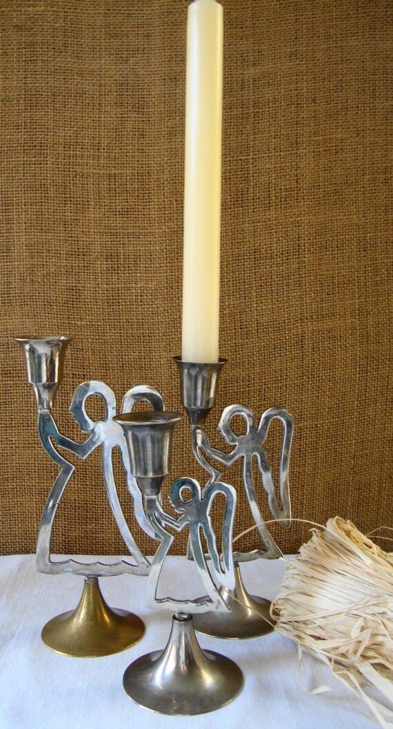 Items similar to 3 VINTAGE ANGEL CANDLE Holders International Silver