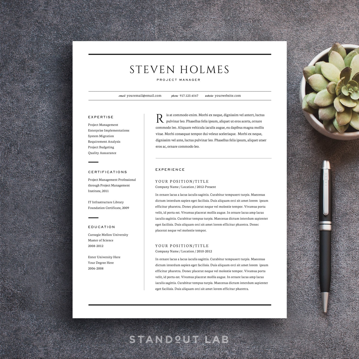 resume templates that stand out
