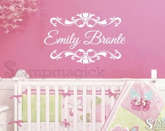 Baby Girl Name Decal - baby girl name wall decal - Personalized Name Wall Decal Decor Graphics for Nursery - K063