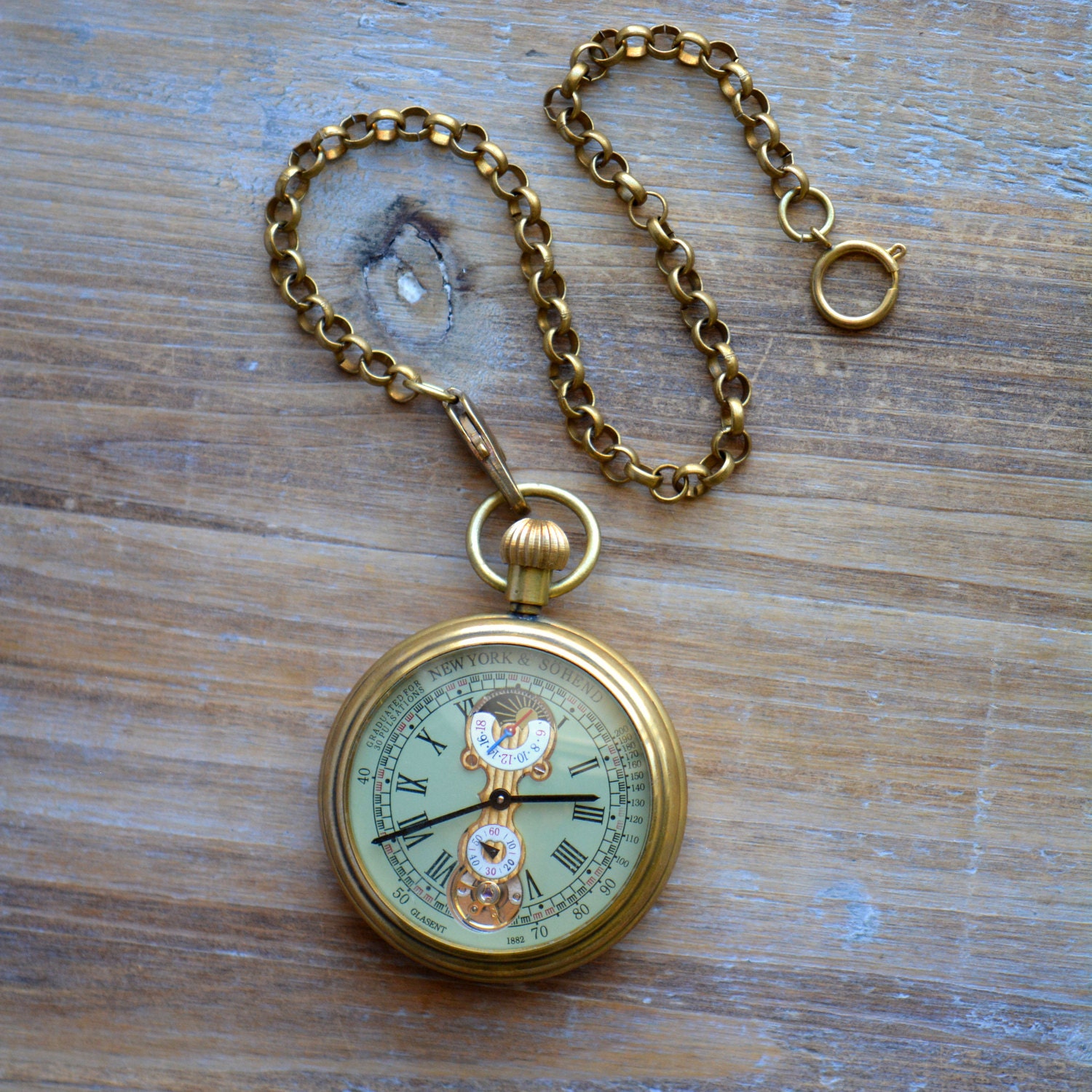 1 Large Pocket Watch Wind Up Gears Beveled GLASS Window