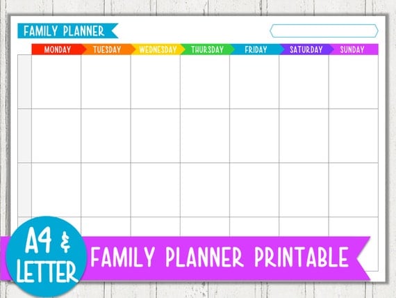 a4letter size family weekly planner by perfectlyorganised on etsy