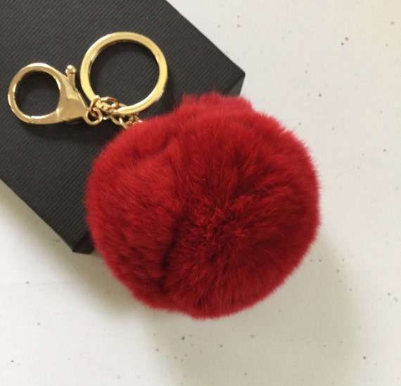 red pom keychain pom Fur fur pom to red similar pom New! keychain bag Items ball Deep