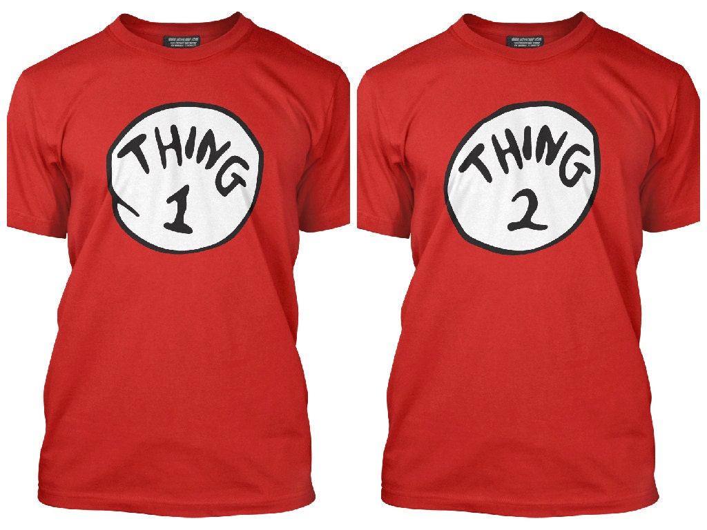 Thing 1 and Thing 2 Twins Couple Fancy Dress Funny by HotScamp