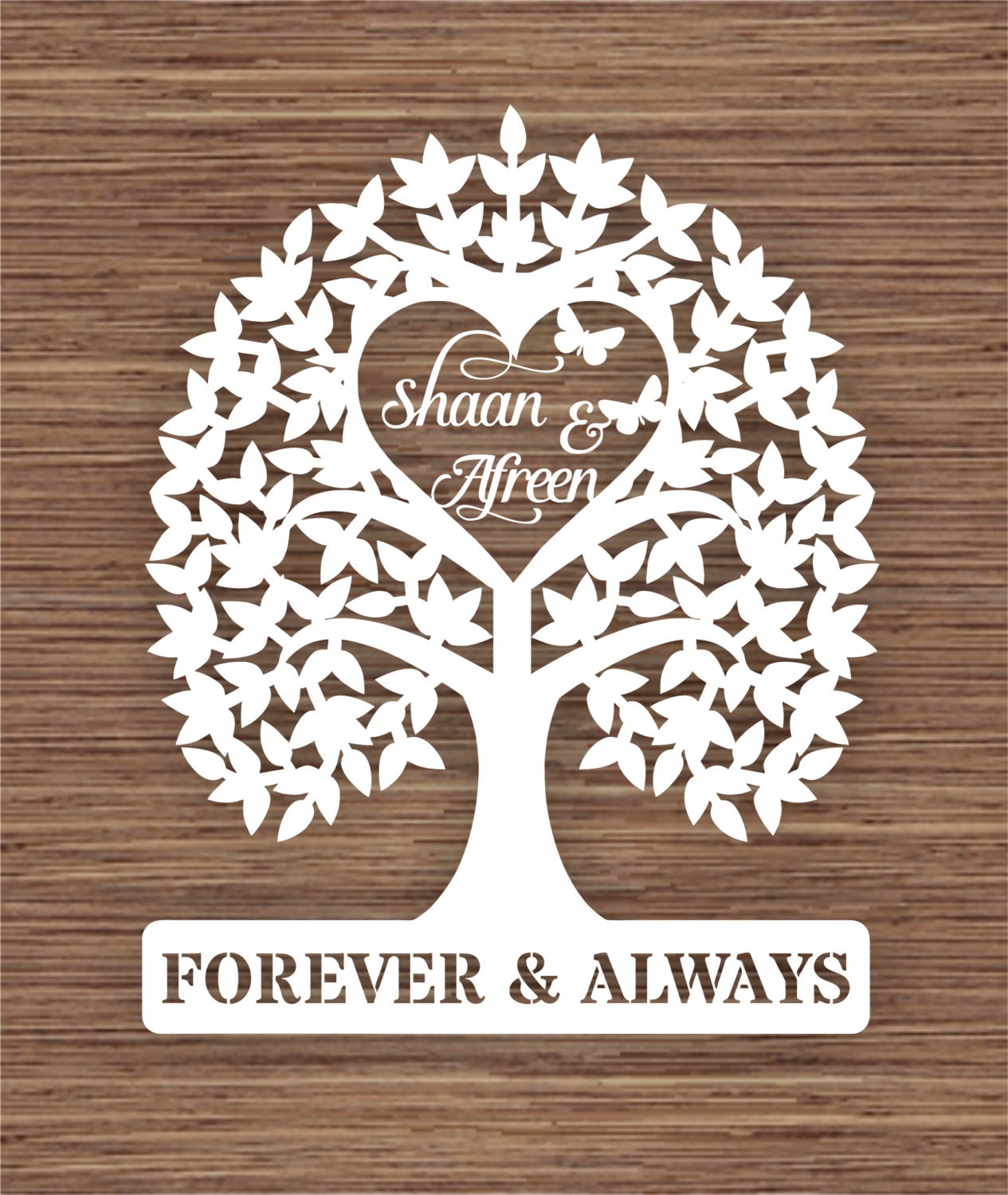 Personalised names Wedding Tree gift PDF SVG Commercial Use